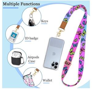 Cell Phone Lanyard Crossbody with Wrist Strap, Cute Butterfly Phone Lanyards new